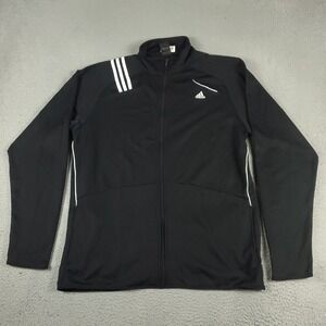 Adidas Jacket Mens Size XL Black Vintage Full Zip Up Track Sweater Sweatshirt